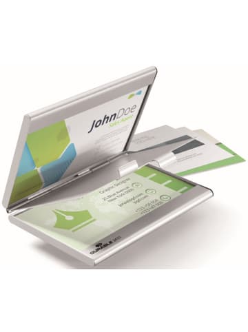 Durable Visitenkartenspender Business Card Box duo für 20 Karten metall/silber
