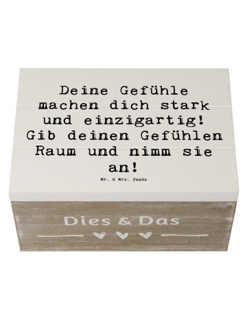Mr. & Mrs. Panda Holztruhe Spruch Emotionen ausdrücken mit Spruch in Weiß