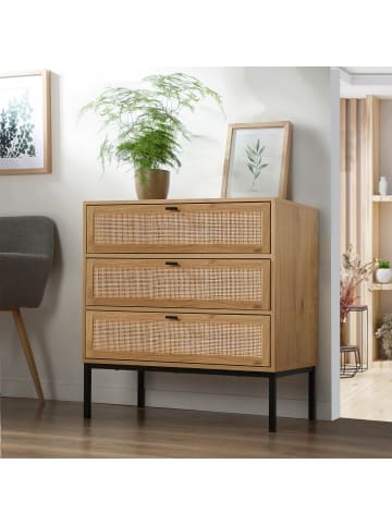 CALICOSY Kommode JAYA in Helles Holz - (W) 80 x (H) 79 x (L) 39 cm
