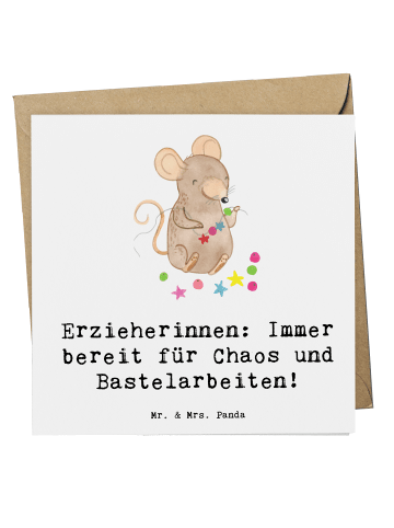Mr. & Mrs. Panda Klappkarte Erzieherin Chaos mit Spruch in Weiß