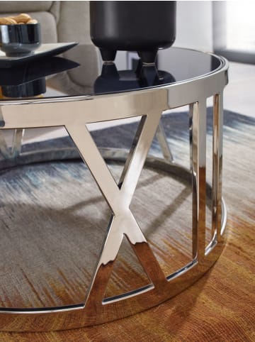 KADIMA DESIGN Couchtisch Glas Metall 60x60x30 cm Sofatisch Silber, Design