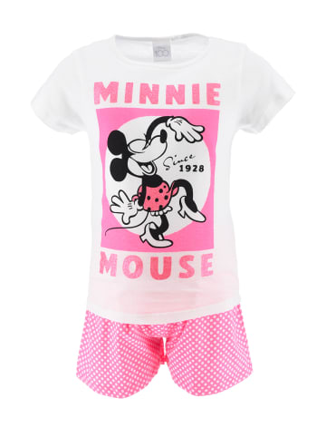 Disney Minnie Mouse 2tlg. Outfit: Schlafanzug Sommer Shirt und Hose in Weiß