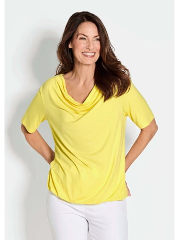 GOLDNER Blusenshirt mit Wasserfallausschnitt in gelb
