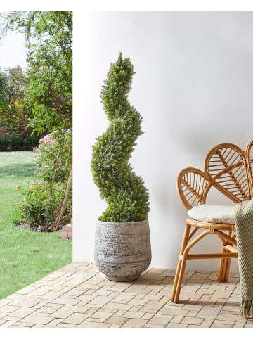 Beliani Kunstpflanze CYPRESS SPIRAL TREE in Grün/Schwarz - (W) 32 x (H) 126 x (L) 32 cm