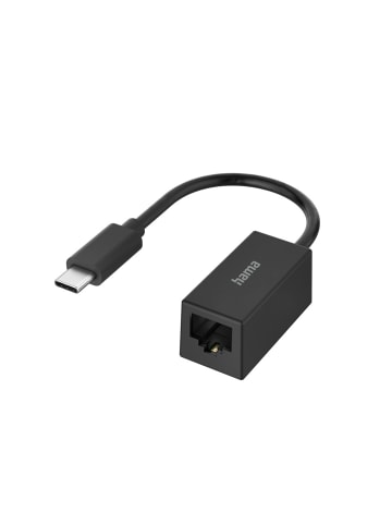Hama USB-C-Stecker - LAN/Ethernet-Buchse in Schwarz