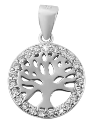 Adeliás Damen Anhänger – Lebensbaumanhänger aus 925 Silber mit Zirkonia in silber