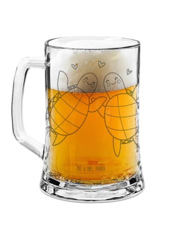 Mr. & Mrs. Panda Gravur Bierkrug Schildkröten Paar ohne Spruch in Transparent