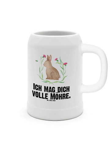 Mr. & Mrs. Panda Bierkrug Hase Sitzen mit Spruch in Weiß