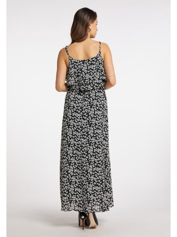 faina Damen Maxikleid in Schwarz Weiss