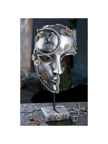 GILDE Skulptur Steampunk face silberfarben - (H) 35,5 cm