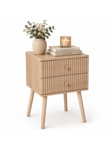 relaxdays Nachttisch in Natur - (B)35 x (H)50 x (T)30 cm
