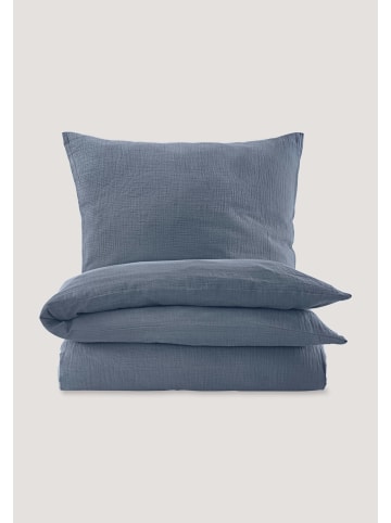 Hessnatur Musselin Bettwäsche-Set in stahlblau