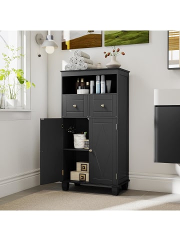 COSTWAY Badezimmerschrank 56 x 30 x 108 cm in Schwarz