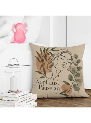 Mr. & Mrs. Panda Kissen Gesicht ruhig Design mit Spruch in Weiß