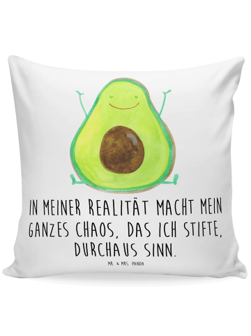 Mr. & Mrs. Panda Kissen 40x40 Avocado Glücklich mit Spruch in Weiß