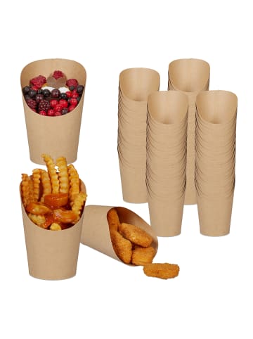 relaxdays 200 x Kraftpapier-Becher in Braum