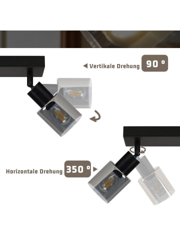 ZMH Deckenleuchte in schwarz 3-flammige E14 rechteckig Glas L 41cm