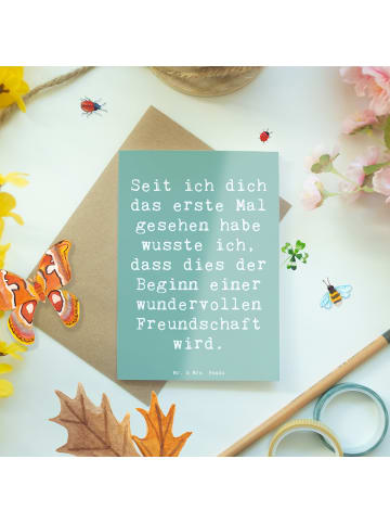 Mr. & Mrs. Panda Grußkarte Spruch Neue Freunde finden mit Spruch in Meeresbrise