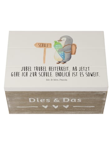 Mr. & Mrs. Panda kiste holz Pinguin Schultüte mit Spruch in Weiß