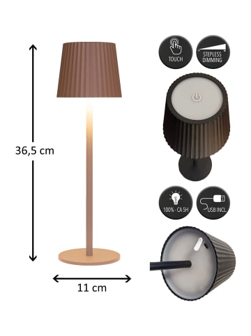 Coen Bakker LED Tischlampe dimmbar IP44 Innen & Außen 36,5x11cm in Terra