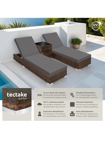 tectake gepolsterte Rattan Sonnenliege, inklusive 2 Bezugssets und Schutzhülle