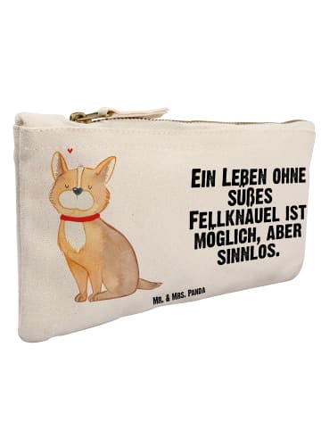 Mr. & Mrs. Panda Schminktasche Hund Glück mit Spruch in Weiß