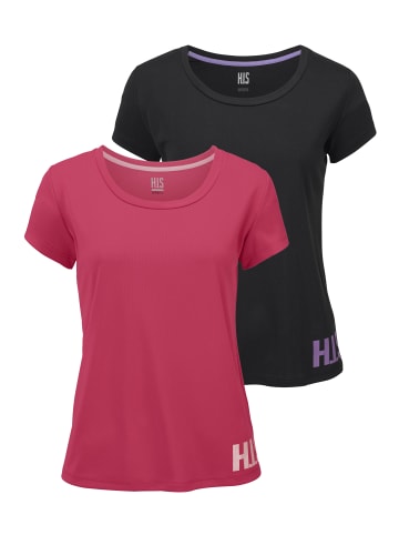 H.I.S. Funktionsshirt in Schwarz/Koralle