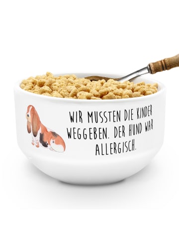 Mr. & Mrs. Panda Suppenschüssel Hund Basset Hound mit Spruch in Weiß