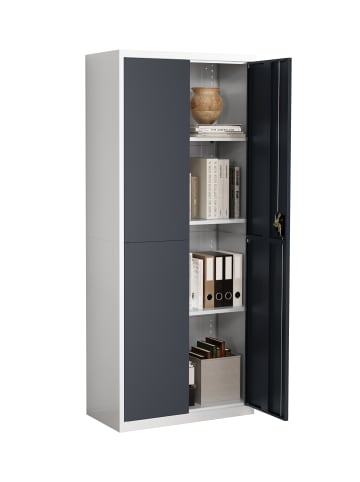 VCM  Büroschrank Stahlschrank abschließbar Malivo 4fach in Weiß / Anthrazit