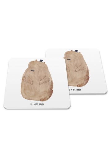 Mr. & Mrs. Panda Tischuntersetzer Murmeltier ohne Spruch in Weiß