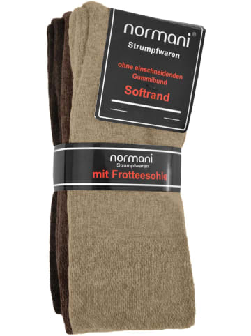 normani 6 Paar Komfortsocken mit Softrand und Frotteesohle in Braun/Dunkelbraun/Beige