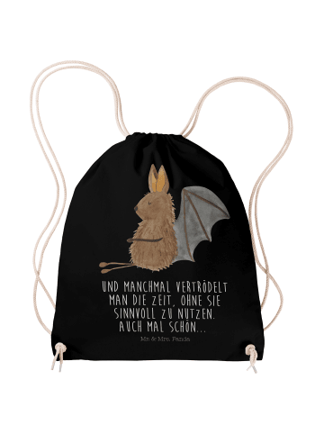 Mr. & Mrs. Panda Turnbeutel Fledermaus Sitzen mit Spruch in Schwarz