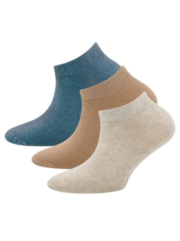 ewers 3er-Set Sneaker Socken Uni in fliegerblau-camel-beige mel.