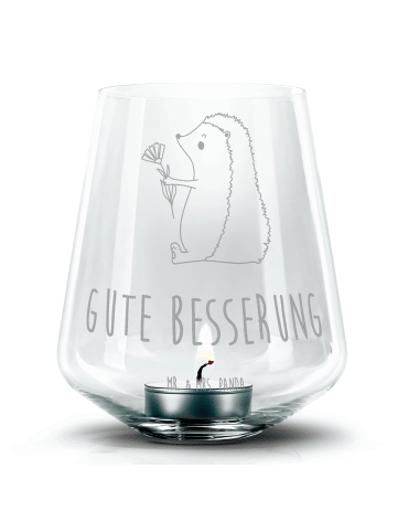 Mr. & Mrs. Panda Windlicht Igel Blumen mit Spruch in Transparent