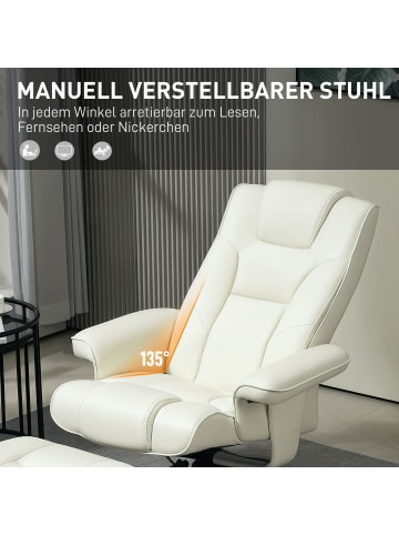 HOMCOM Relaxsessel mit Hocker-84B x 84T x 104H cm-Cremeweiß