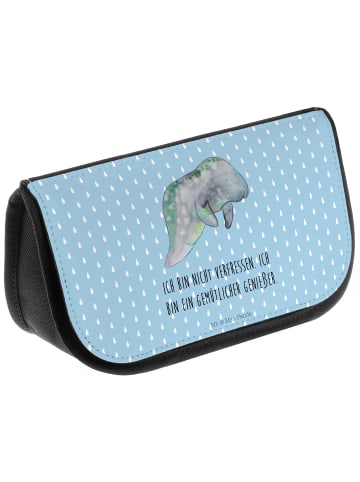 Mr. & Mrs. Panda Kulturtasche Seekuh Chillen mit Spruch in Blau Pastell