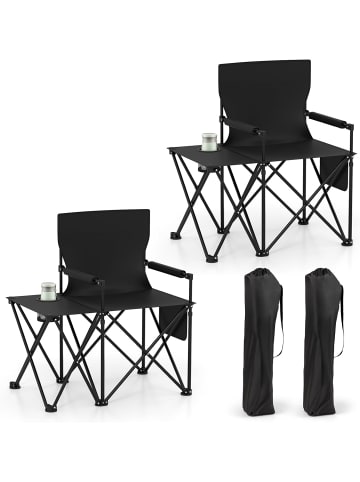 COSTWAY Campingstuhl faltbar 2er Set in Schwarz