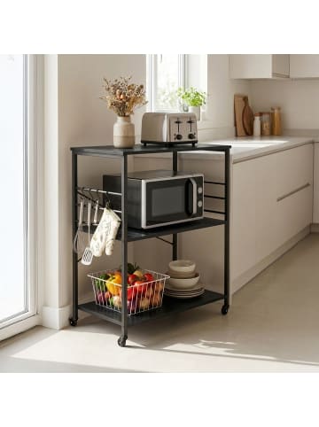 relaxdays Küchenrollwagen in Schwarz - (B)80x (H)89 x (T)40 cm