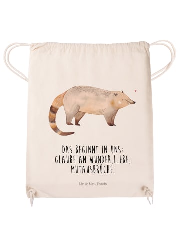 Mr. & Mrs. Panda Turnbeutel Nasenbär mit Spruch in Creme