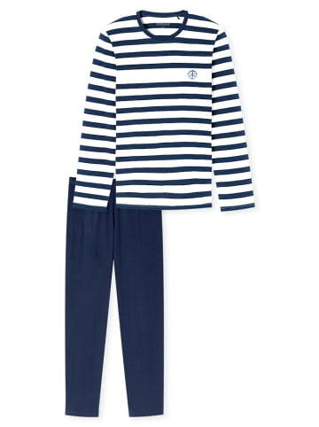 Schiesser Pyjama lang für Herren in marineblau