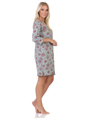 NORMANN Normann Damen Nachthemd fraulich in floralem Design - 88175 in hellgrau