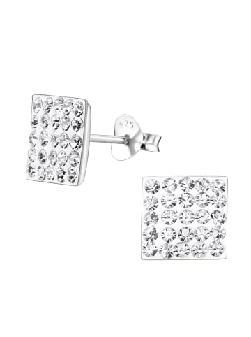 Alexander York Ohrstecker VIERECK Kristall weiß 8 mm in 925 Sterling Silber, 2-tlg. in silver