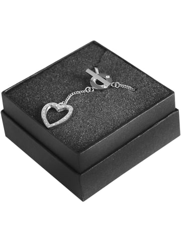 Adeliás Damen Halskette – Ankerkette aus Edelstahl mit Zirkonia 48 cm in silber