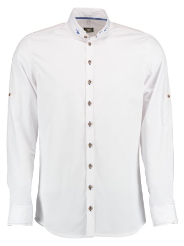 OS-Trachten Trachtenhemd Prayat in weiß-mittelblau
