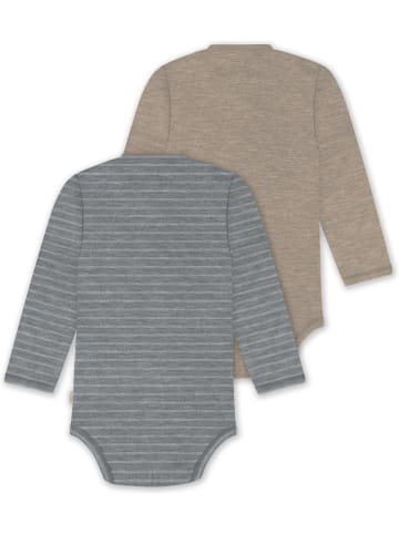 Normani Outdoor Sports 2er Pack Bio Baby-Body Langarm Wickelbody in Grau/Beige