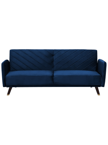 Beliani 3-Sitzer Sofa SENJA in Blau/Braun - (W) 198 x (H) 87 x (L) 95 cm