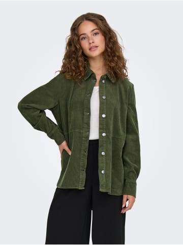 JACQUELINE de YONG Hemdbluse Locker geschnitten Langarm Hemdkragen in Olive