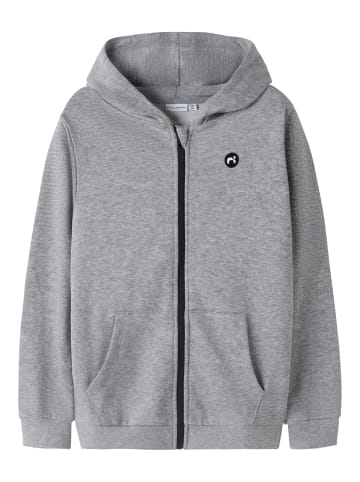 name it Kapuzensweatjacke NKMVIMO LS SWEAT CARD BRU in grey melange
