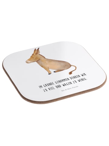 Mr. & Mrs. Panda Untersetzer für Gläser Esel mit Spruch in Weiß