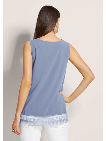 MADELEINE Top mit Spitze in stahlblau